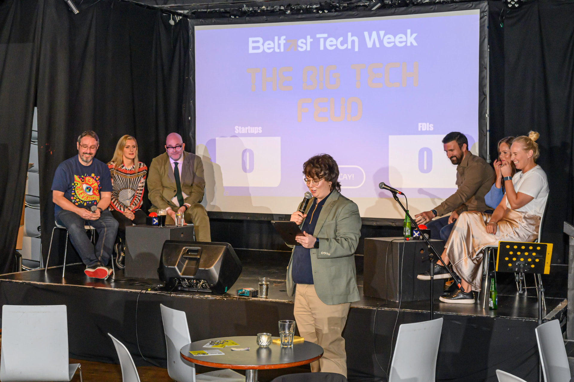 The Big Tech Feud game show on stage at Belfast Tech Week